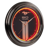 MUSTANG 50 ANIVERSARIO RELOJ NEGRO DE PARED LUZ NEON NARANJA