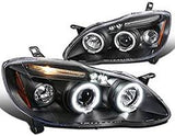 Faros Fondo Negro Ojo De Angel Y Led Toyota Corolla 03 - 08