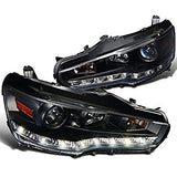 Mitsubishi Lancer Faros Fondo Negro Led Y Lupa 08 - 15